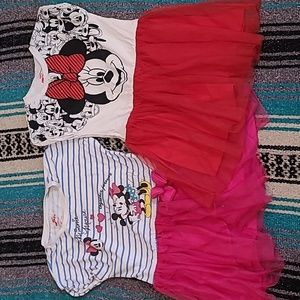 4T Girls Minnie Mouse Dress LOT of 2 Stripe Pink Red Mickey Mouse